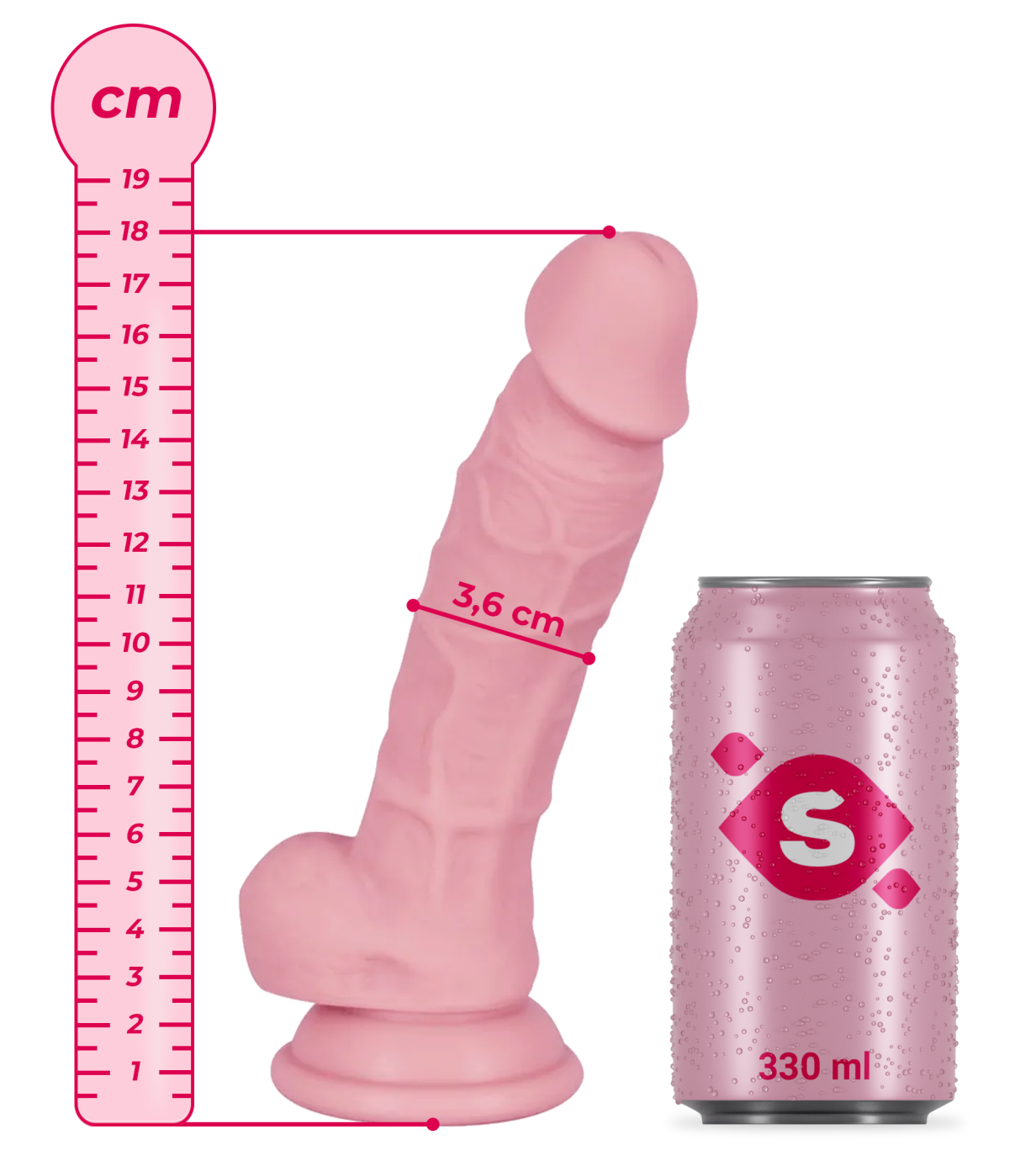 Dildo s přísavkou a varlaty Silicone (18 cm)