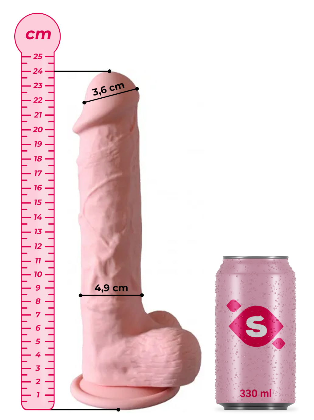 Dildo Maxim II z dvojitého silikonu (24 cm)