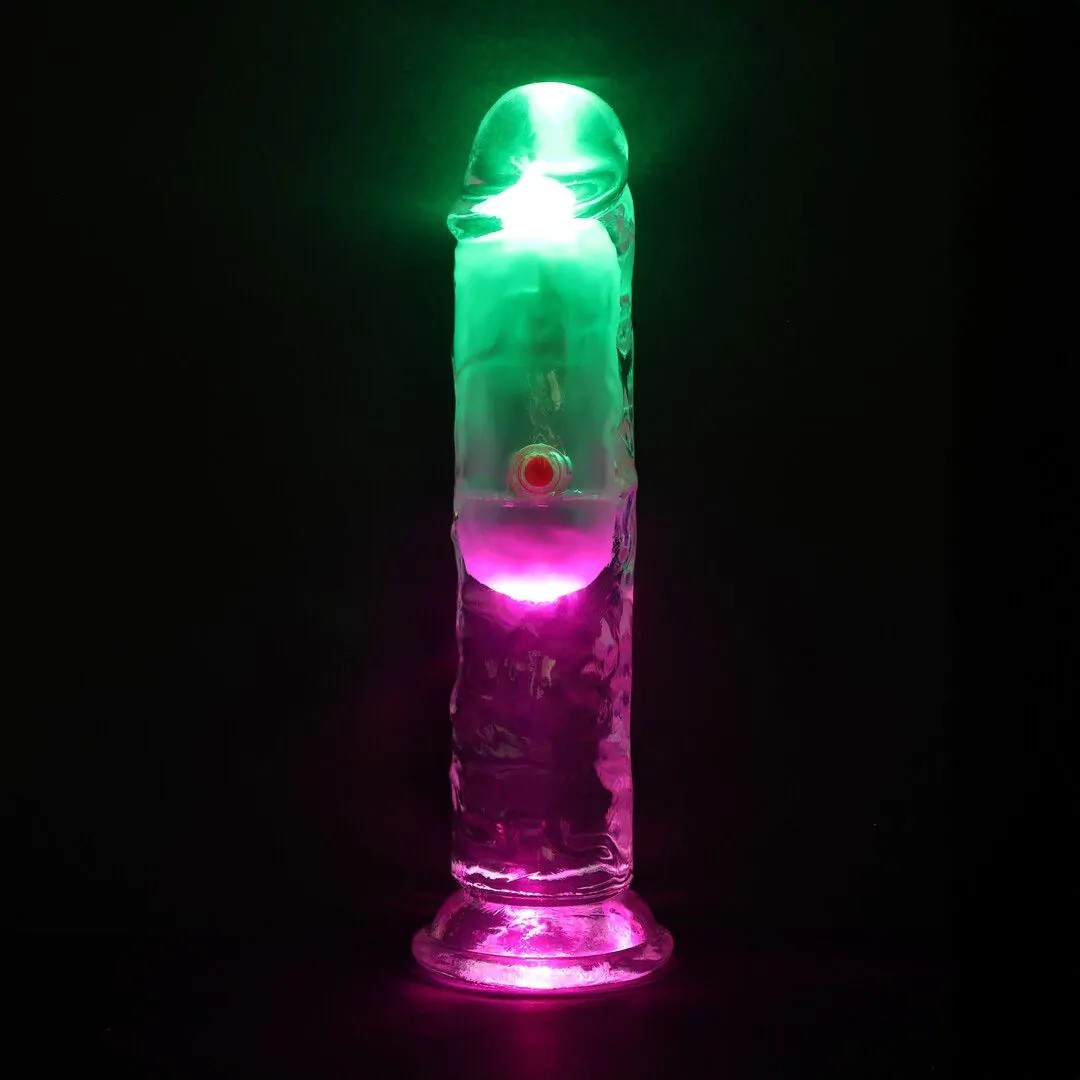 RealRock by Shots LED Vibrating Straight Cock - 6 / 15 cm - Transparent