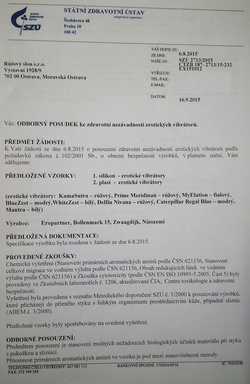 Atest Státního zdravotního ústavu