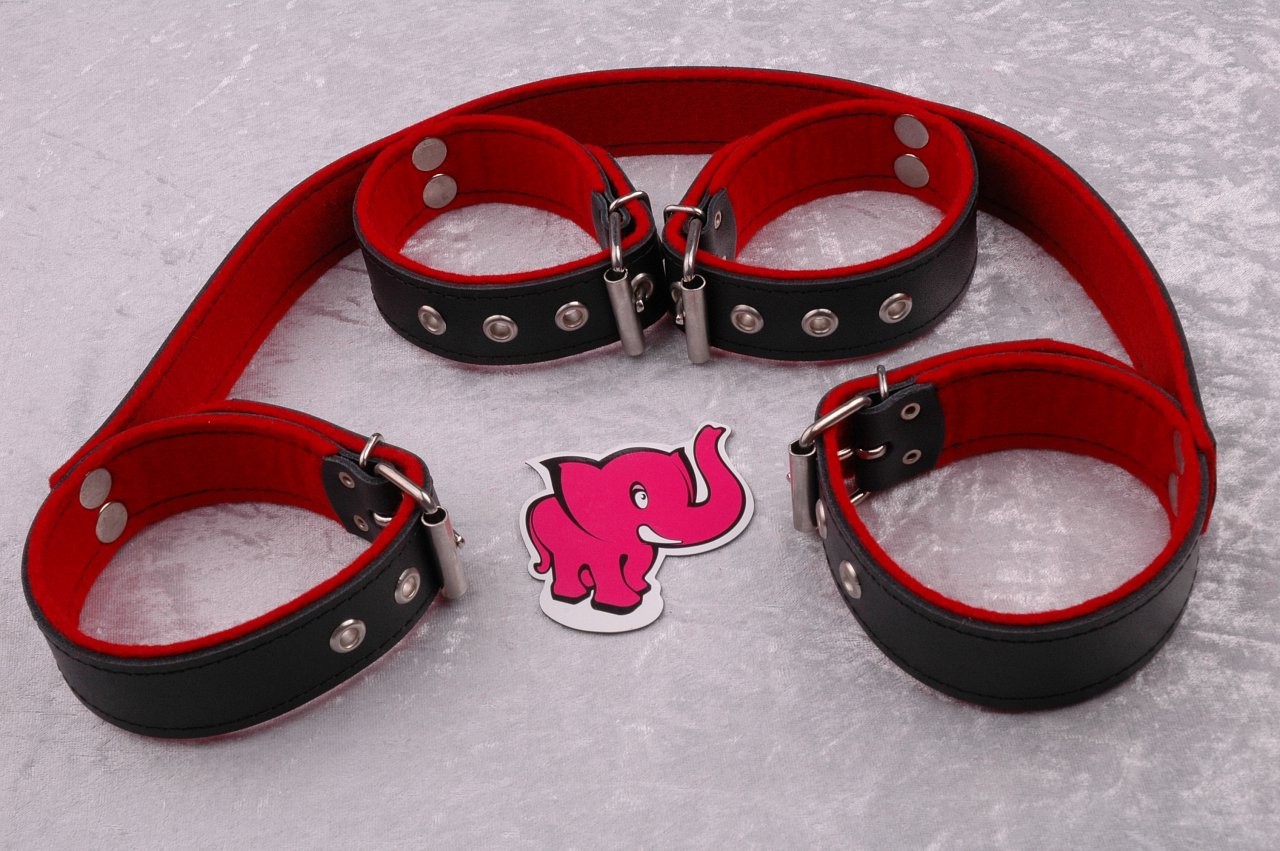 Kožená pouta na ruce a nohy BlackRed