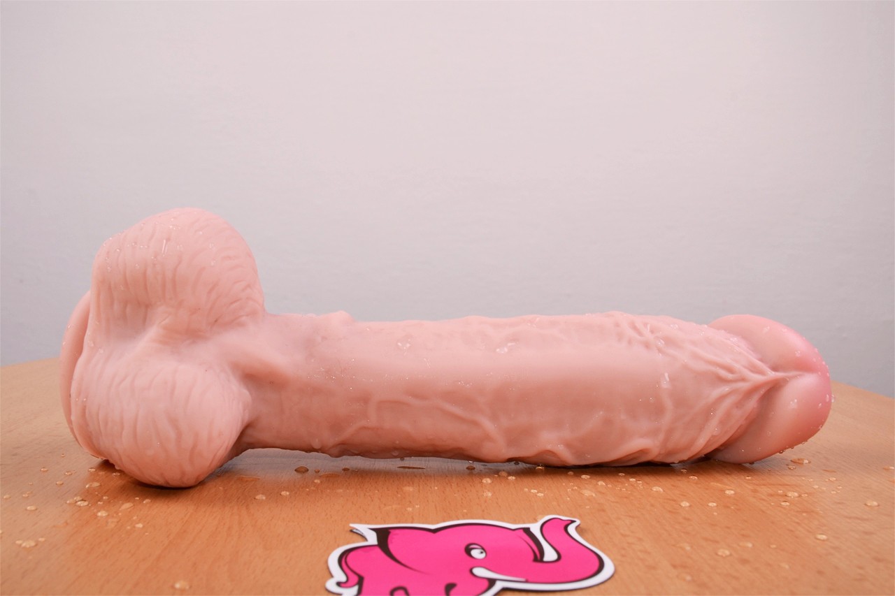 Dildo s přísavkou a varlaty Maxim (24 cm) – na stole