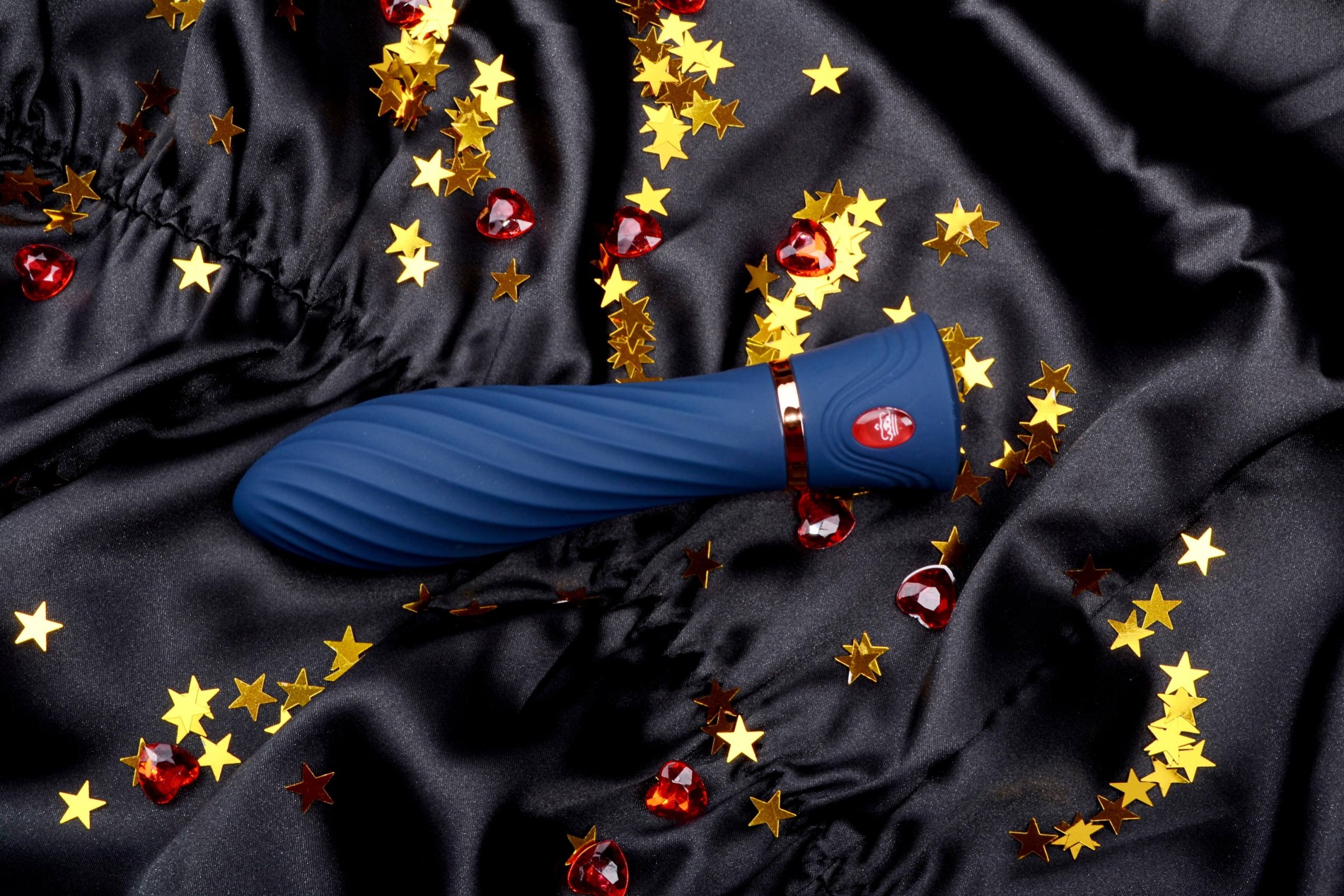 Vibrátor z dvojitého silikonu Blue Velvet