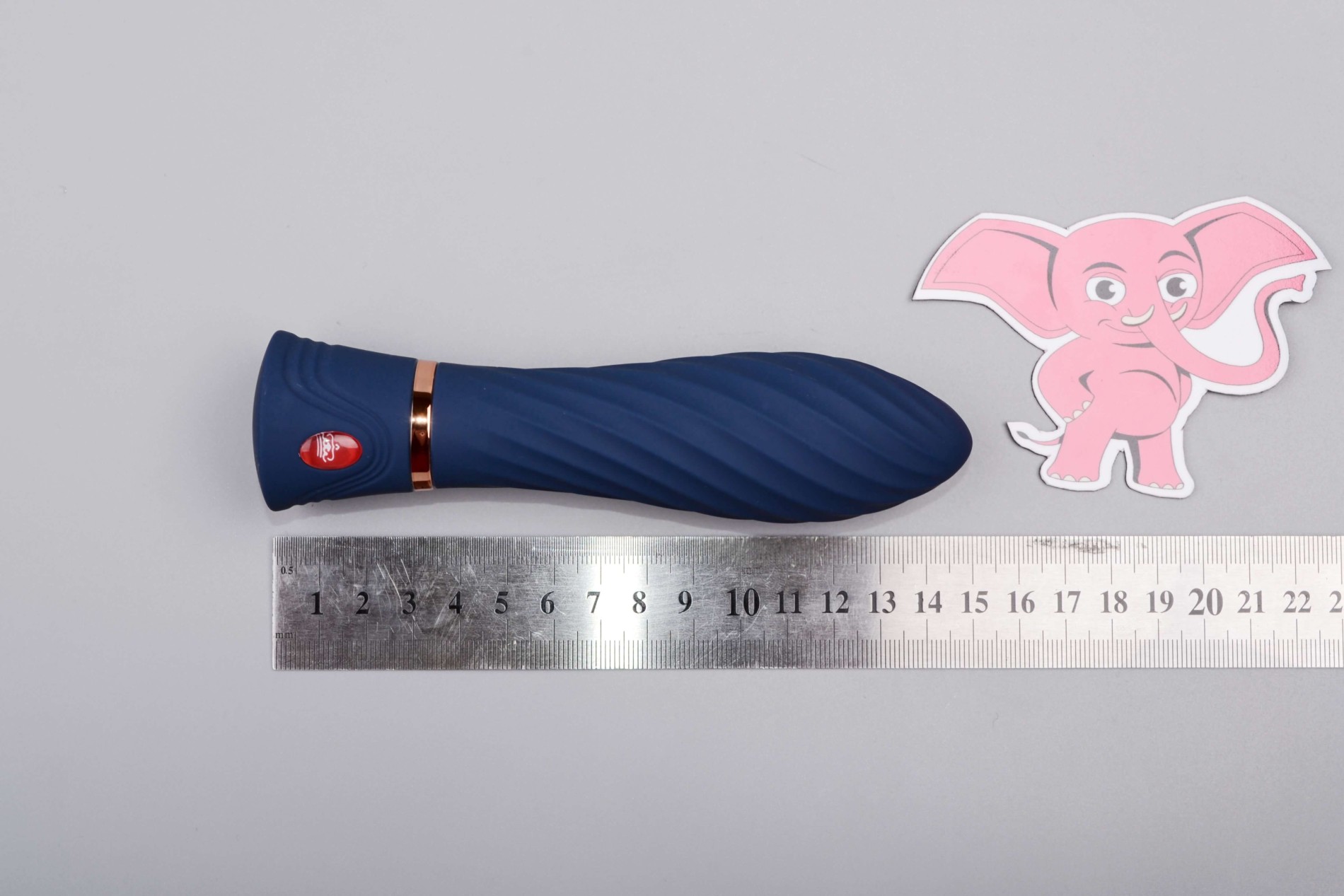 Vibrátor z dvojitého silikonu Blue Velvet, rozměry