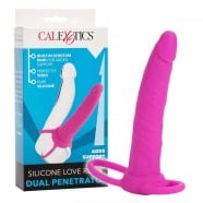 CalExotics Dual Penetrator silikónové dildo s krúžkom na penis PINK