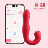 JOI THRUST 2  Pressure Sensing App Controlled Thrusting G-spot Vibrator & Tongue Clit Licker Red