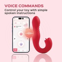 JOI THRUST 2  Pressure Sensing App Controlled Thrusting G-spot Vibrator & Tongue Clit Licker Red