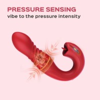JOI THRUST 2  Pressure Sensing App Controlled Thrusting G-spot Vibrator & Tongue Clit Licker Red