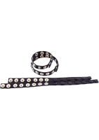 ROUGE Leather Double Multi Snap Cock Strap with Silver Buttons