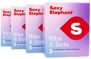Sada čtyř balení kondomů Sexy Elephant Ribs & Dots (12 ks)