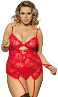 Red Lace Round Open Back Teddy Lingerie 2XL