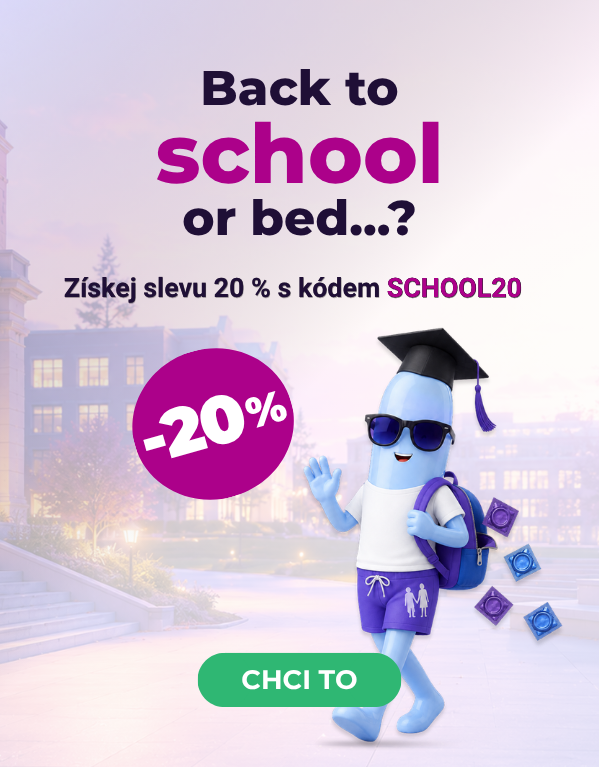 Back to school or bed? Získejte slevu 20 % s kódem SCHOOL20. Akce platí do 30. 9. 2026 na Kondomshopu.